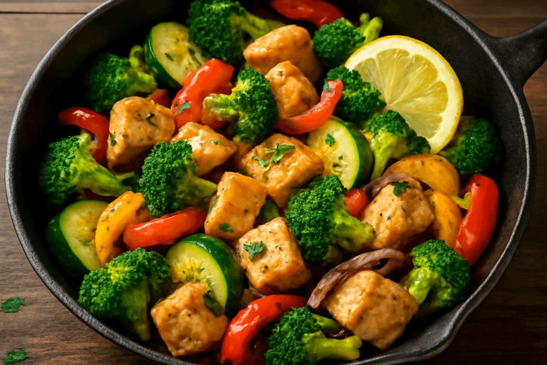 Leichter Hähnchen-Gemüse-Skillet