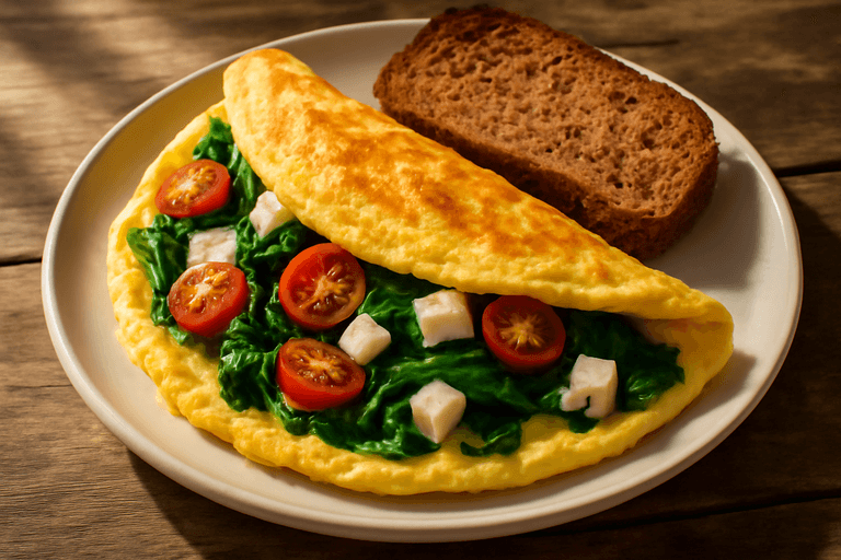 Omelette Classica Proteica con Spinaci e Pomodori