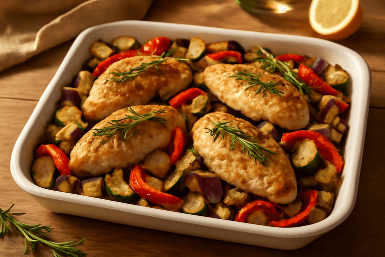 Pollo al Horno con Verduras Mediterráneas
