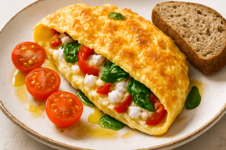 Omletă fresh cu legume și brânză slabă