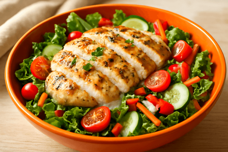 Salată proaspătă de pui cu legume crocante