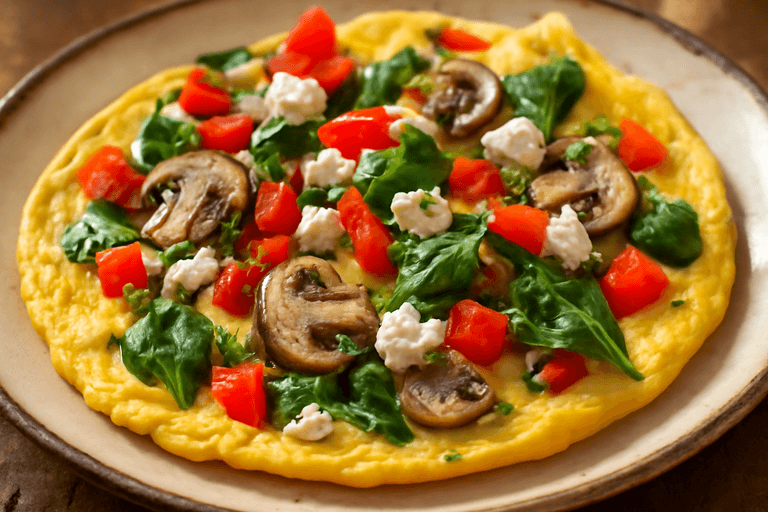 Omletă hrănitoare cu legume și brânză feta