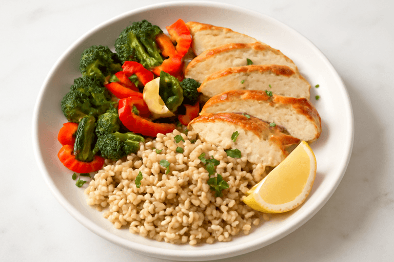 Leichter Hähnchen-Gemüse-Bowl