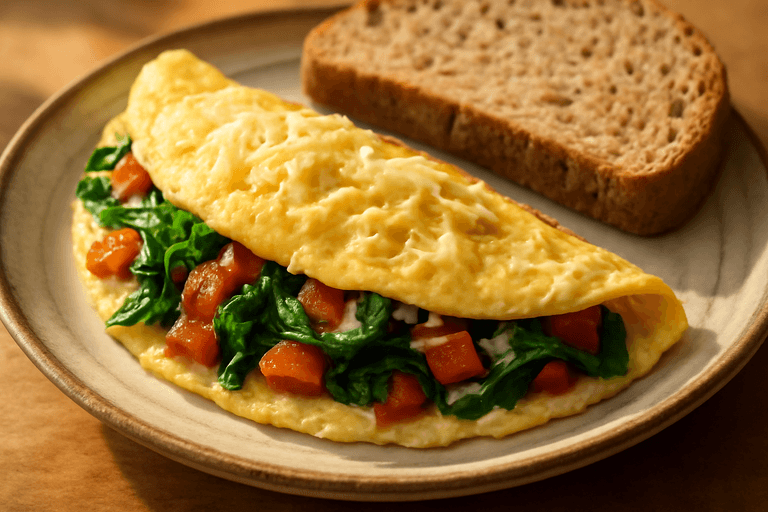 Energieboost Omelet met Spinazie en Tomaat