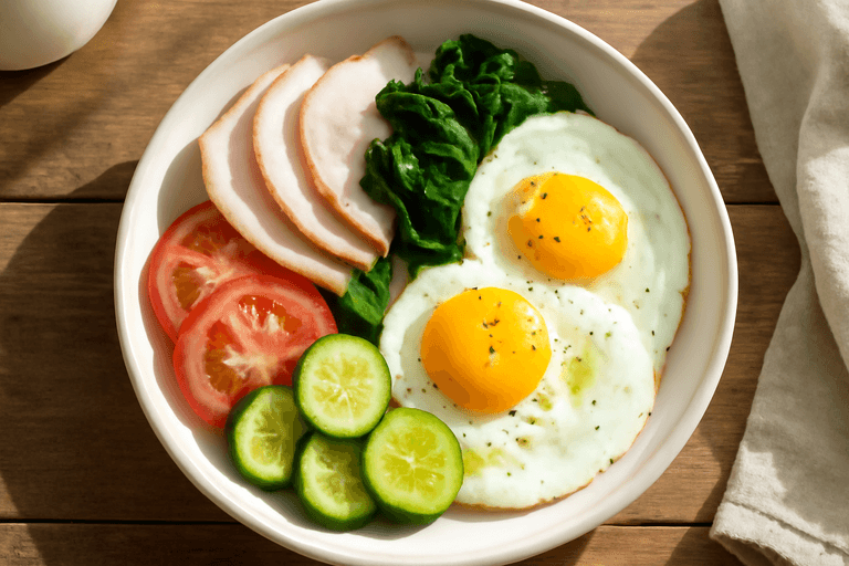 Kalkon- & Äggfrukostskål med Grönsaker