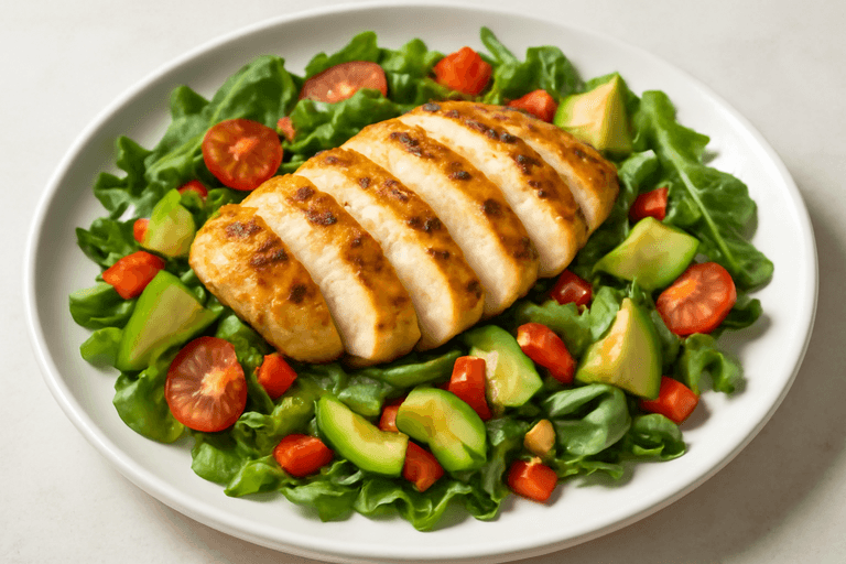 Kycklingfilé med Fräsch Grönsakssallad