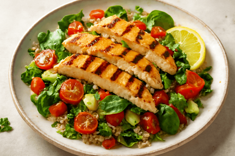 Piletina na žaru s kvinojom i povrćem u mediteranskom stilu