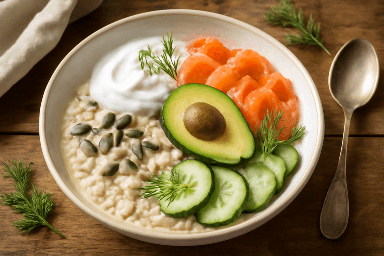 Pescetariańska Owsianka z Jogurtem Greckim i Łososiem