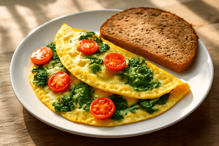 Omletă Sănătoasă cu Spanac și Roșii