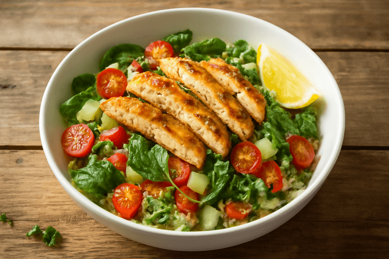 Leichter Hähnchen-Quinoa-Salat mit Gemüse