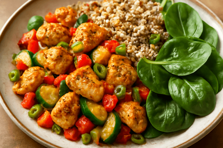Hähnchen-Gemüse-Pfanne mit Quinoa