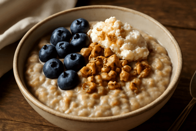 Proteinrik Havregrøt med Bær og Nøtter