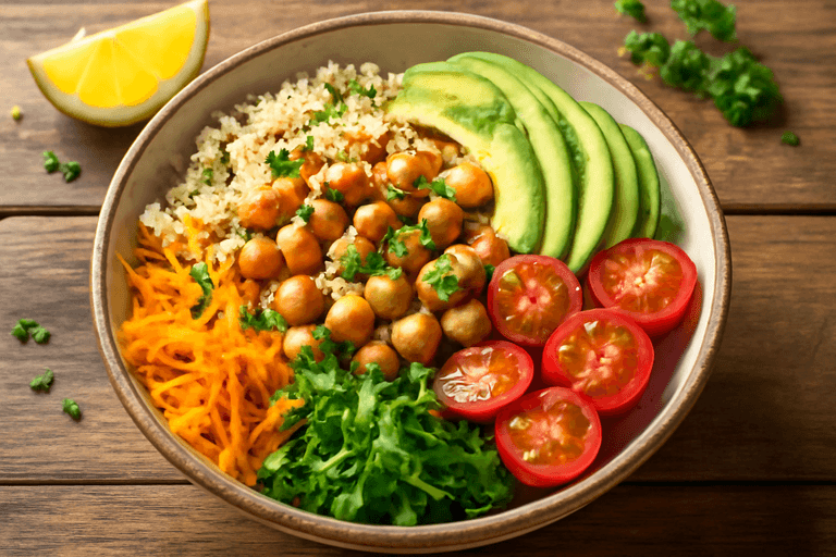 Quinoa-Bowl mit Kichererbsen & Avocado