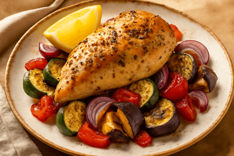 Pollo al Horno con Verduras Mediterráneas
