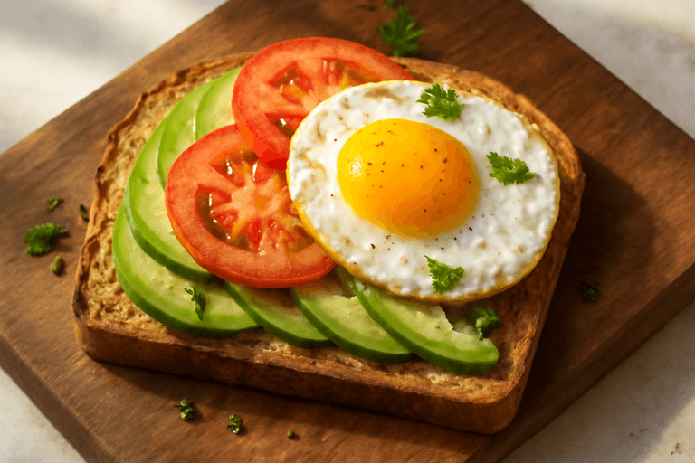 Tostada Integral con Aguacate, Huevo y Tomate