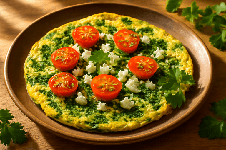 Proteinreiches Spinat-Omelett mit Tomaten und Feta