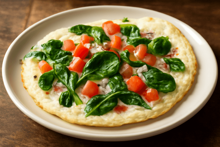 Omelette clásico de claras con espinacas y tomate