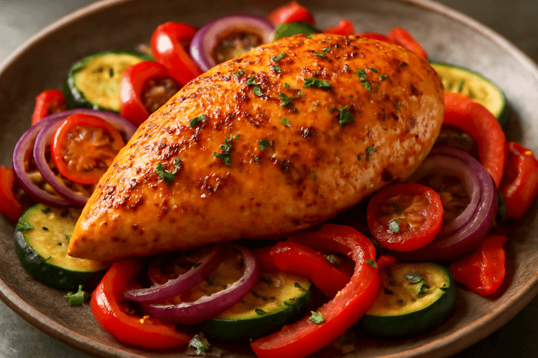 Kruidige Gegrilde Kip met Mediterrane Groenten