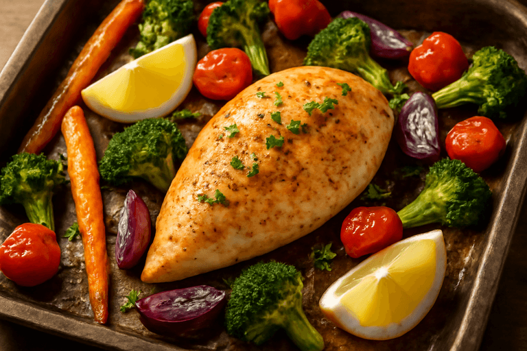 Sunn Ovnsbakt Kyllingfilet med Grønnsaker