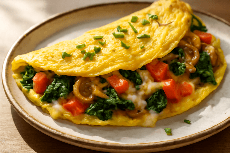 Energieboost Ochtend Omelet met Spinazie en Tomaat