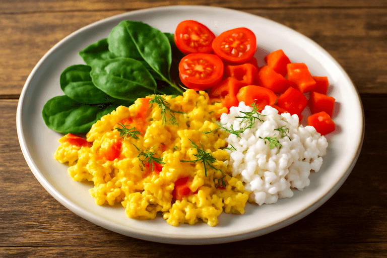 Зарядная классическая яичница с овощами