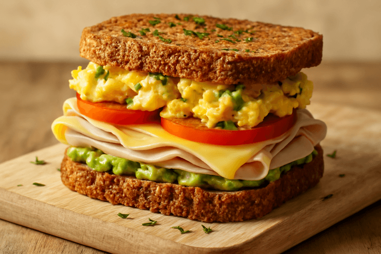 Proteinreiches Kraft-Frühstücks-Sandwich