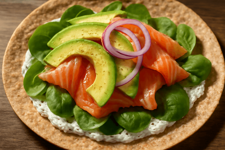 Proteinrik laksewrap med avokado og spinat