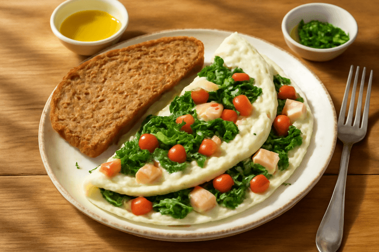 Omelette Clásico de Claras con Espinacas y Pavo