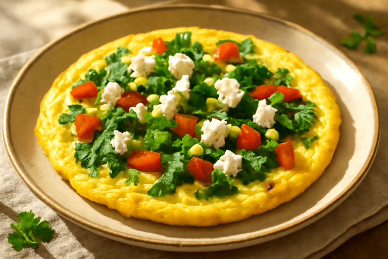 Omletă sănătoasă cu legume și brânză