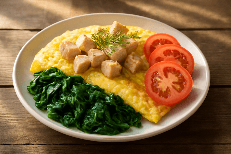 Омлет с индейкой и шпинатом для энергичного утра