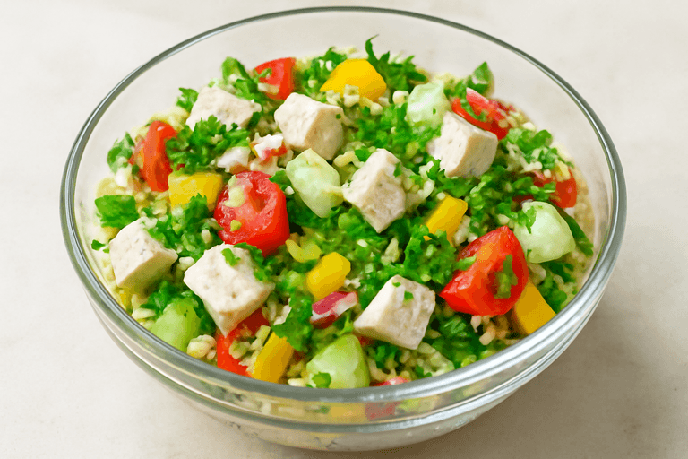 Классический куриный салат с киноа и овощами