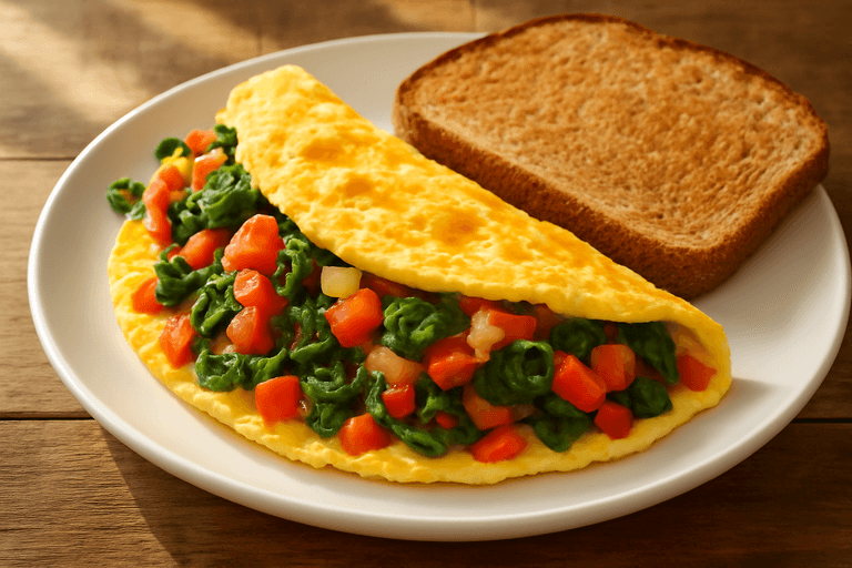 Energizing Veggie Omelet with Whole Wheat Toast
