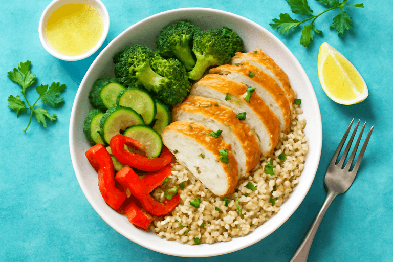 Leichter Hähnchen-Gemüse-Bowl