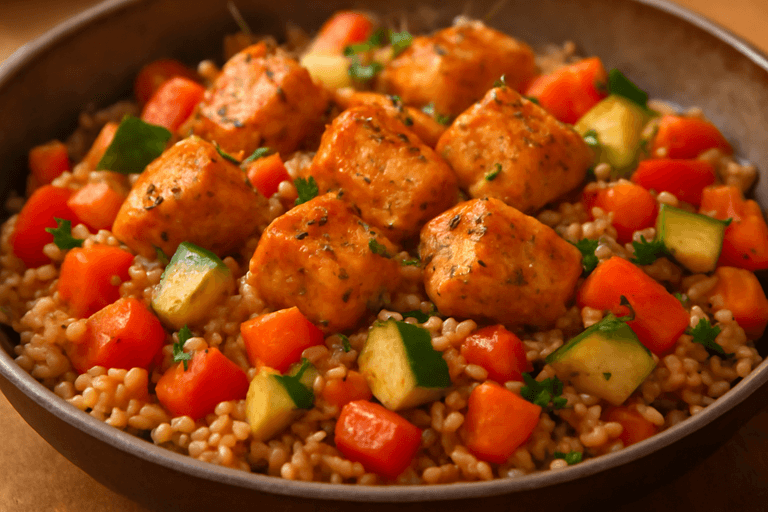 Kruidige Kipfilet met Volkorenrijst en Groenten