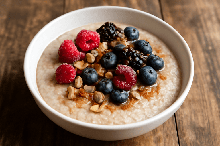 Veganer Protein-Porridge mit Beeren