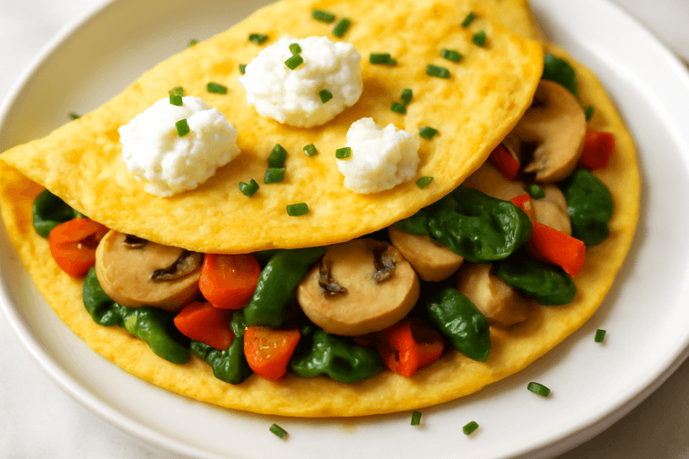 Omelette minceur aux légumes et fromage frais