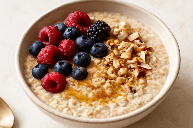 Leichtes Veganes Power-Porridge mit Beeren