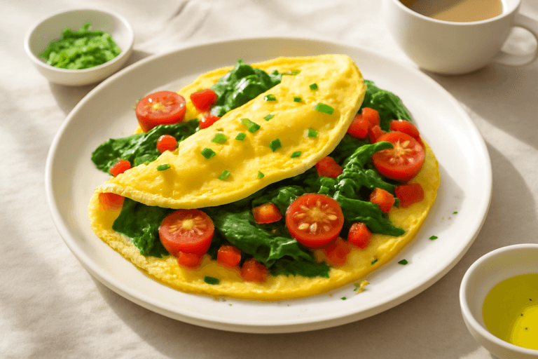 Klassisk grönsaksomelett för hälsosam start