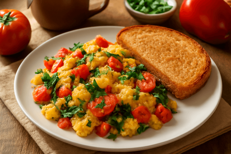 Fit Jajecznica z Warzywami i Grzanką Żytną