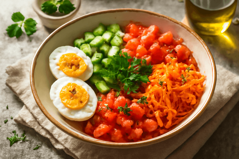 Դիտղետ ձվային նախաճաշ խաշած բանջարեղենով