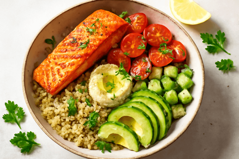 Energizing Mediterranean Salmon & Veggie Breakfast Bowl