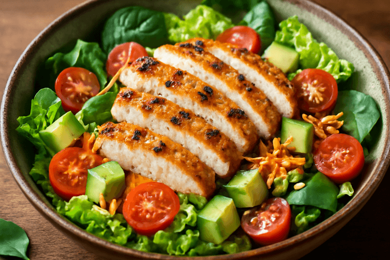 Ensalada de Pollo Clásica con Aguacate y Vinagreta de Limón