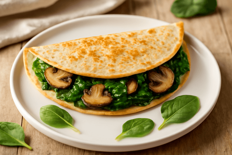 Tortilla Saludable de Espinacas y Champiñones