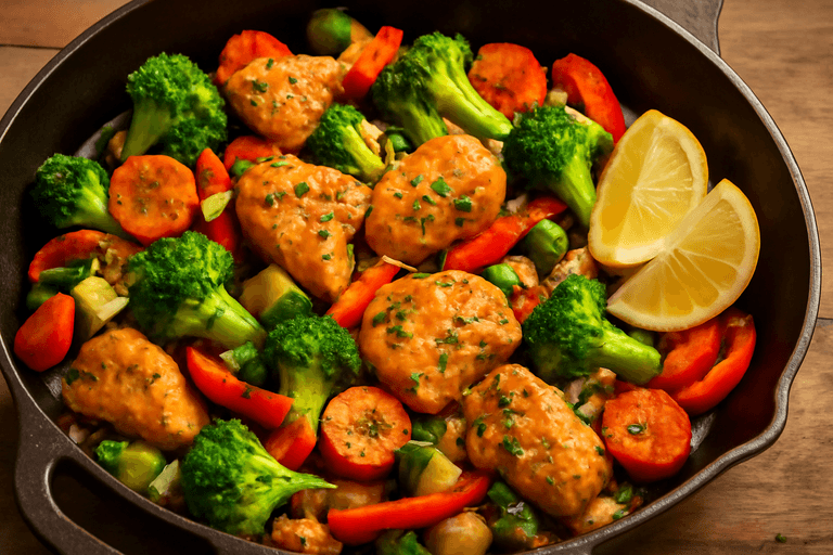 Leichtes Hähnchen-Gemüse-Pfännchen