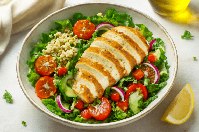 Proteinrik Kycklingsallad med Quinoa och Rostade Grönsaker