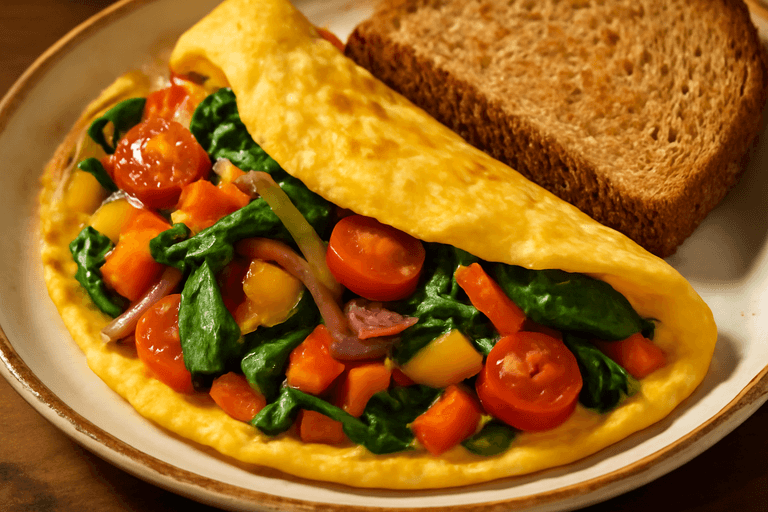 Energizing Veggie Omelette with Toast