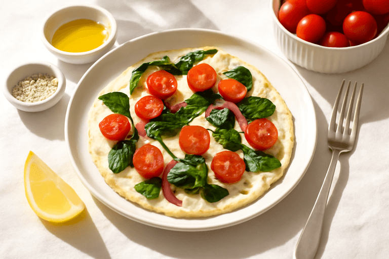 Omelette de Claras con Espinacas y Tomate