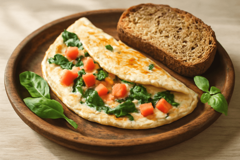 Κλασική Ομελέτα Πρωινού με Σπανάκι και Ντομάτα