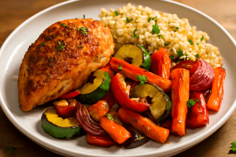 Pollo al Horno con Verduras Asadas y Quinoa