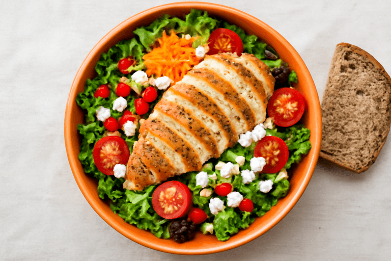 Salată clapetă cu piept de pui la grătar și legume proaspete